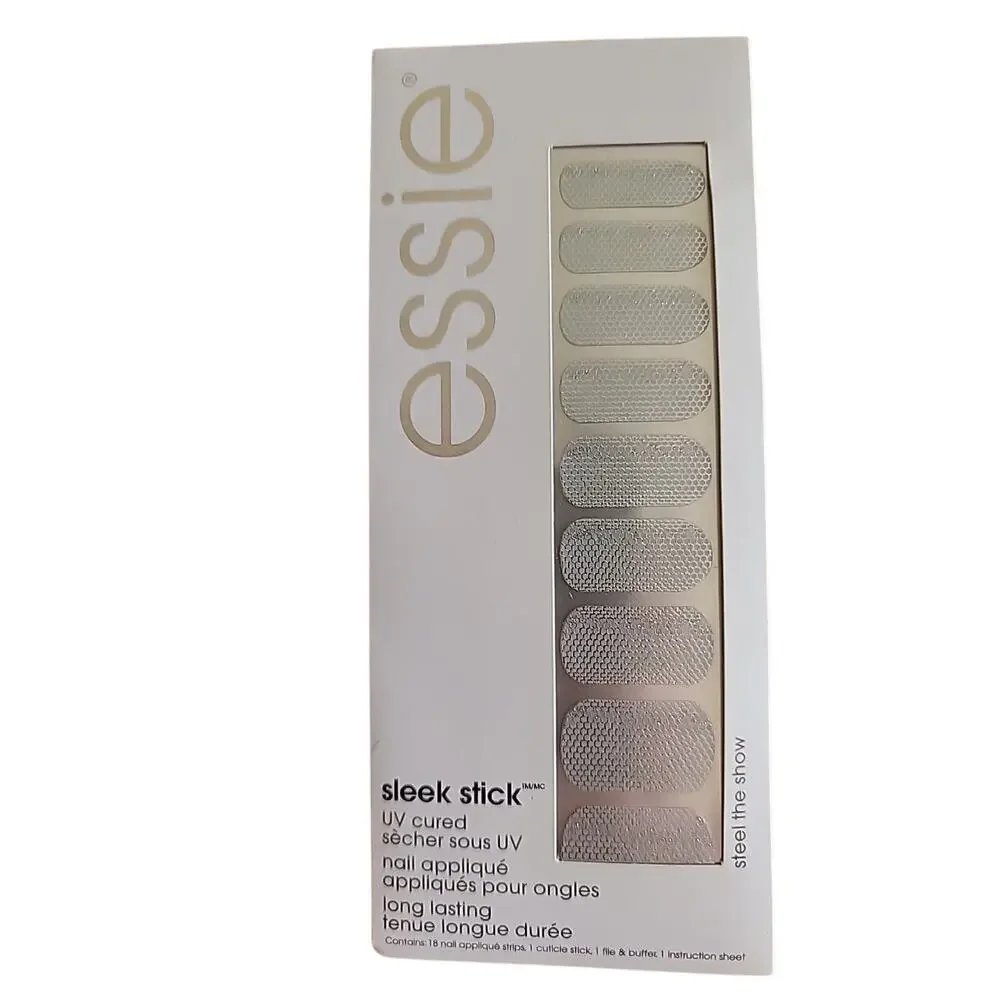 5 Pack Essie Sleek Stick Nail Applique UV Cured Stickers Metallic‎ Bundle